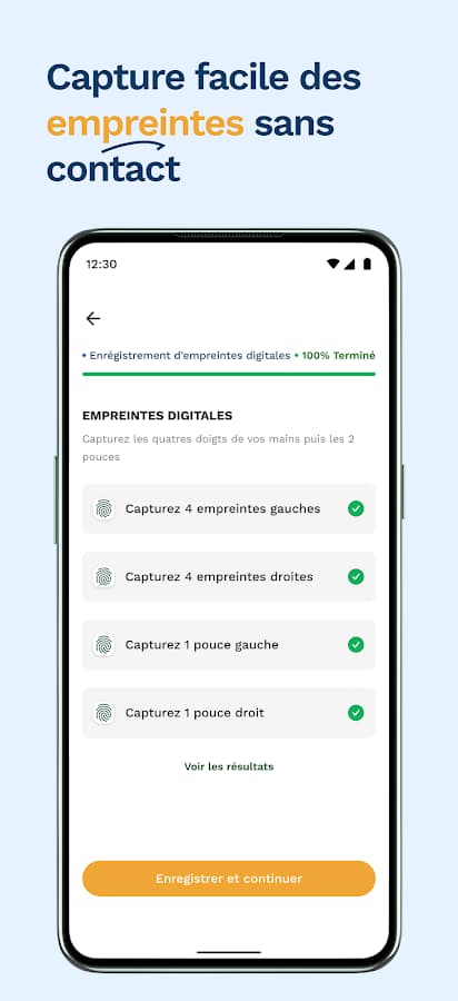Contactless fingerprint capture in the ePass.bj app