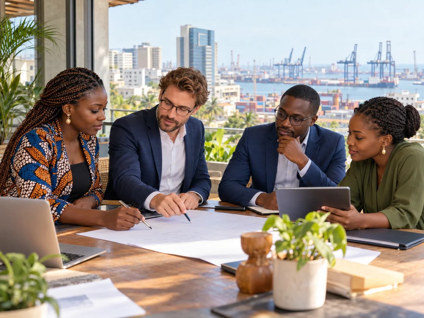 The port and business district of Cotonou, Benin's economic capital