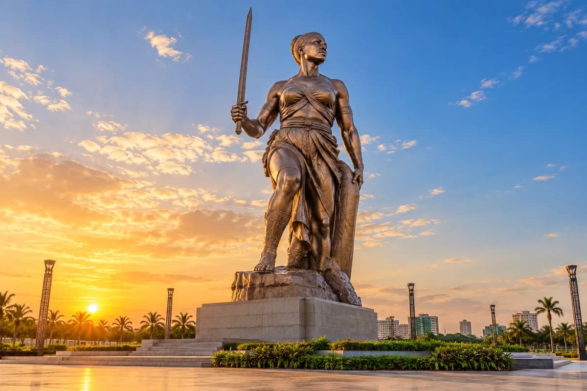 Monumental Amazon statue in Cotonou