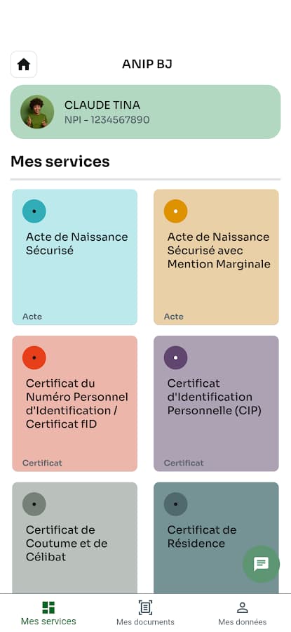 List of civil status records and certificates available in ANIP BJ