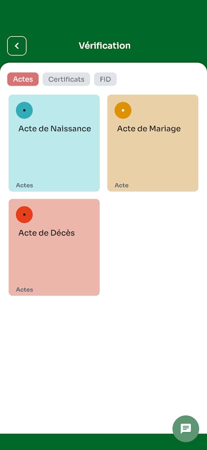 Checking a birth, marriage or death certificate in ANIP BJ