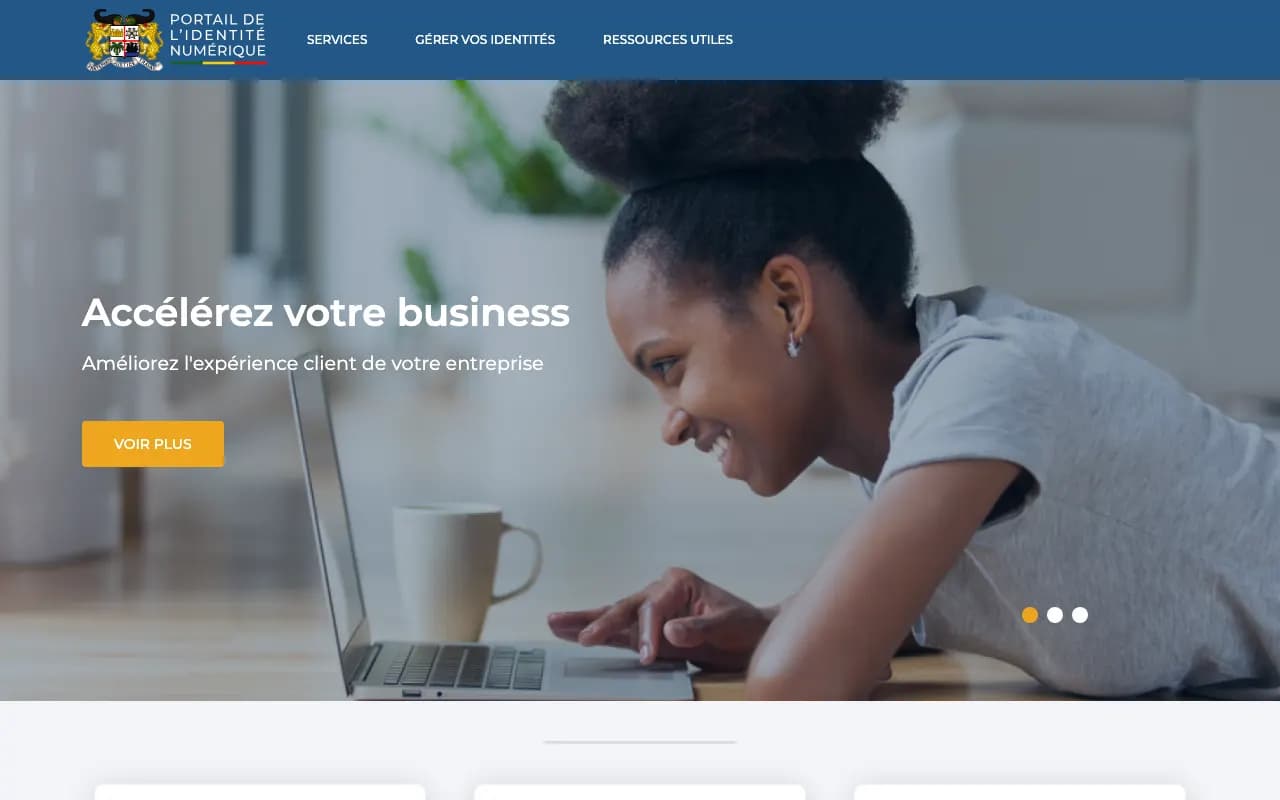 Home page of Benin's digital identity portal, identite-numerique.bj