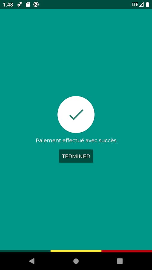 Confirmation « Paiement effectué avec succès » dans Mobile Tax