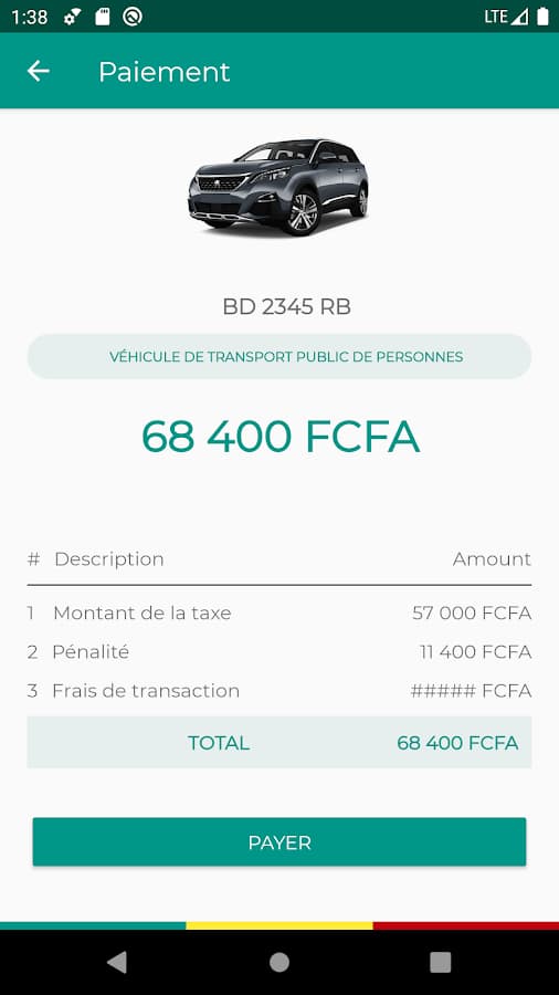 Payer la TVM dans Mobile Tax : montant de la taxe, pénalité et total