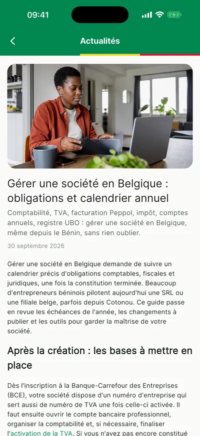 Article d'actualité lu dans l'application