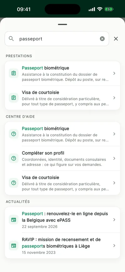 Résultats de recherche pour passeport, rangés par rubrique