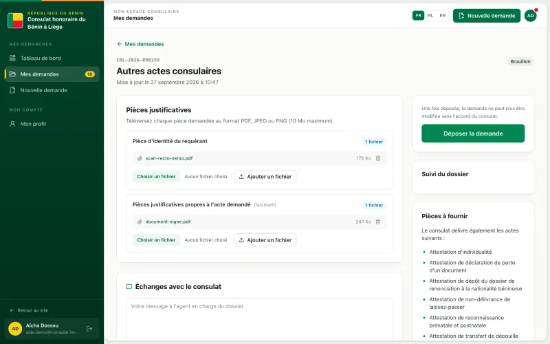 Dossier en brouillon pour ces actes, avec ses pièces justificatives