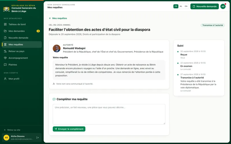 Détail d'une requête avec son suivi