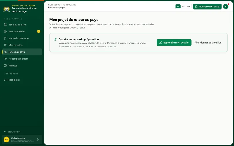Carte Dossier en cours de préparation dans l'espace